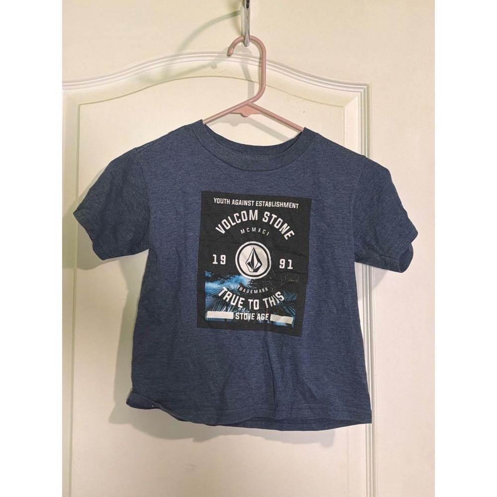 Volcom Boys Graphic Tee Youth Against Establishment Navy Heather M/5-6 Cotton B